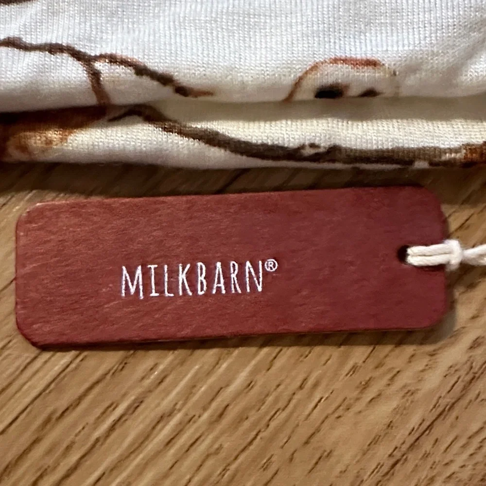 NEW Milkbarn Cream Beanie with Brown Owl Print
